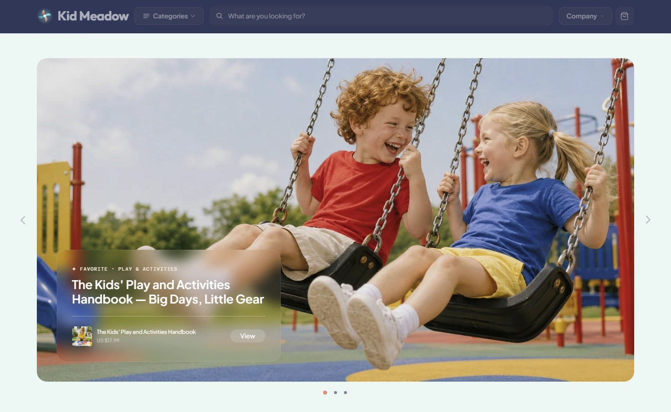 Homepage of the KidMeadow kids & parents store — YouTube channel destination