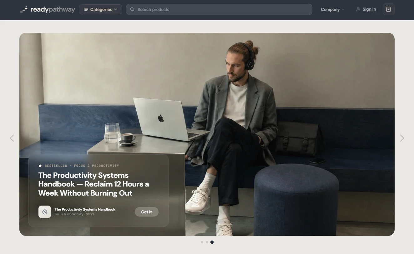 ReadyPathway career store homepage hero