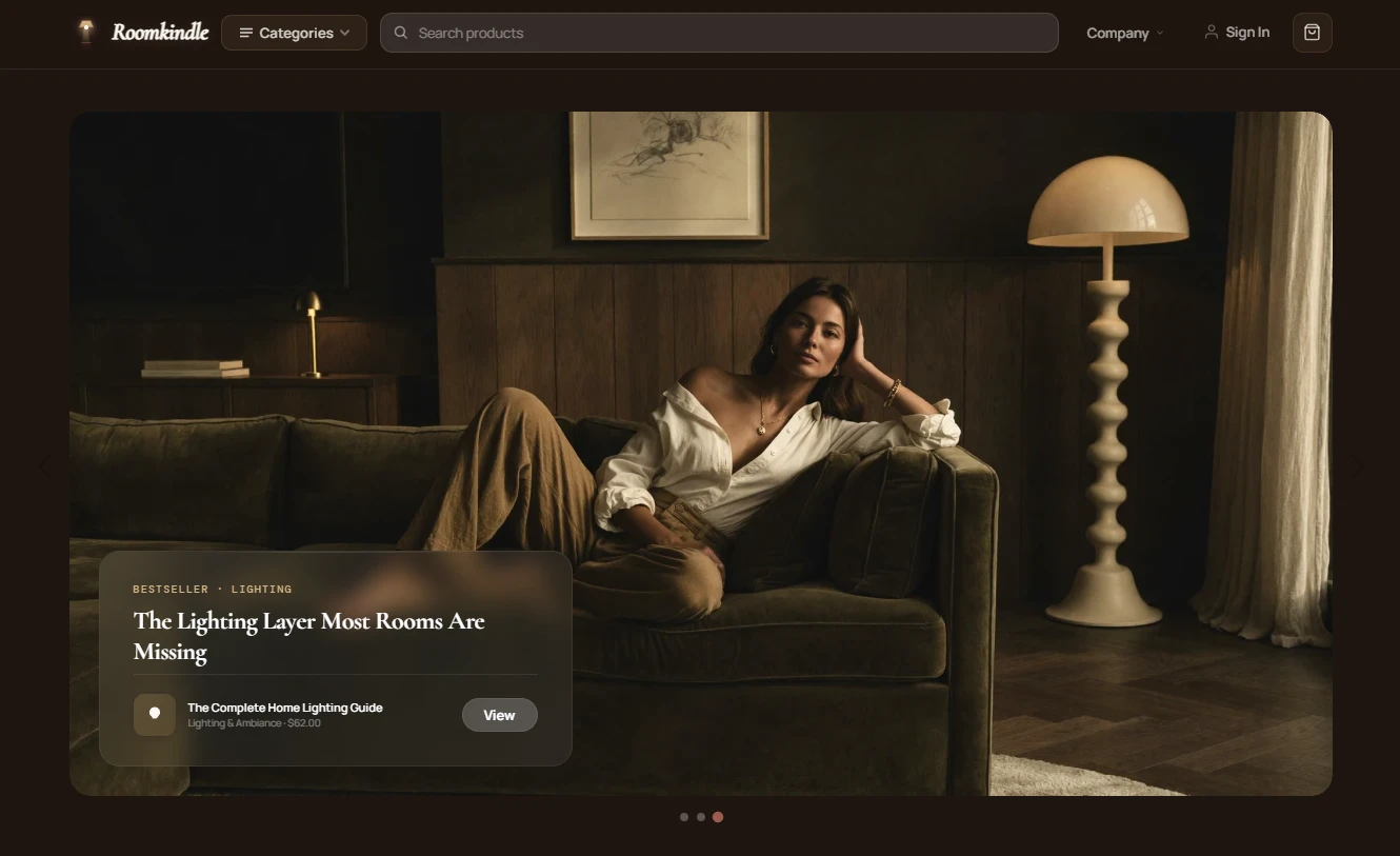 Home & interior store homepage hero