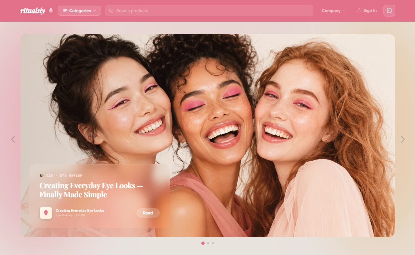 Beauty store homepage hero
