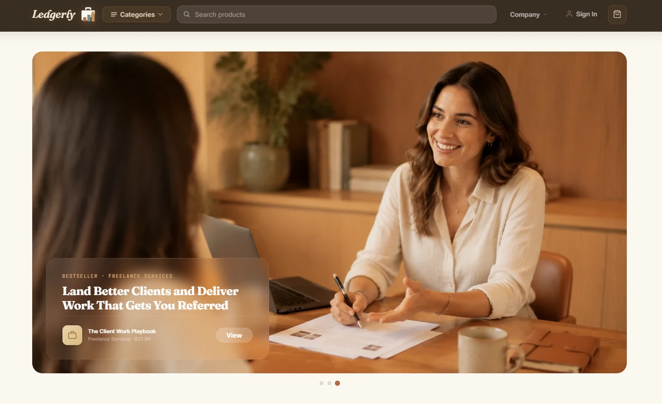 Digital creator store homepage hero