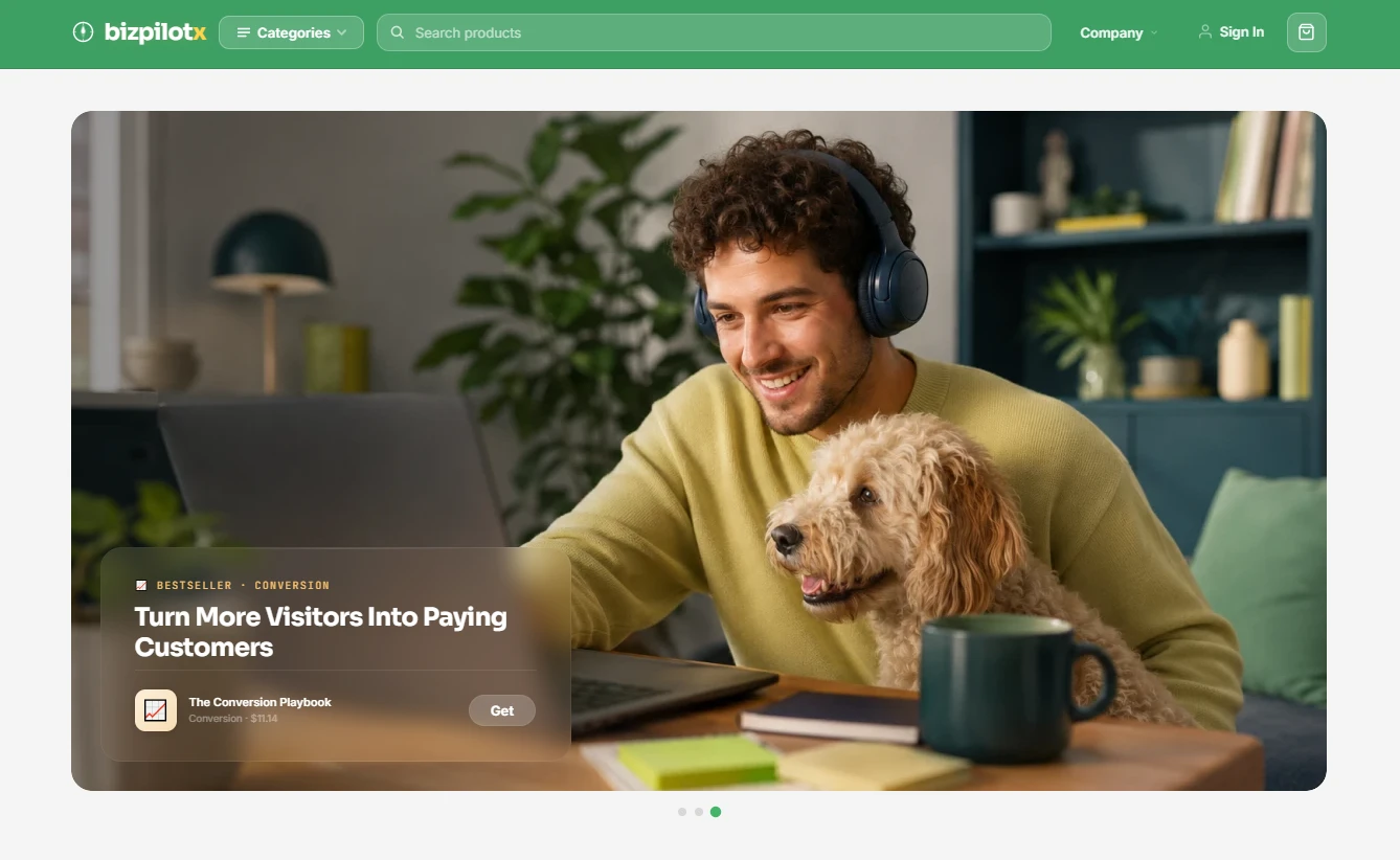 AI growth store homepage hero
