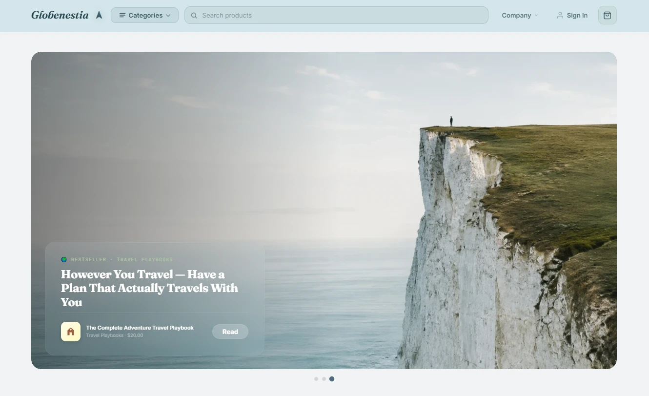 Adventure travel store homepage hero