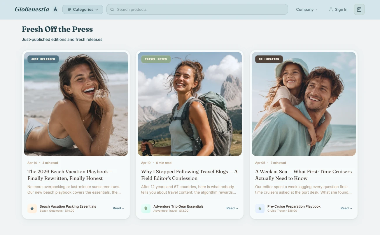 Editorial content shelf — travel prep essays