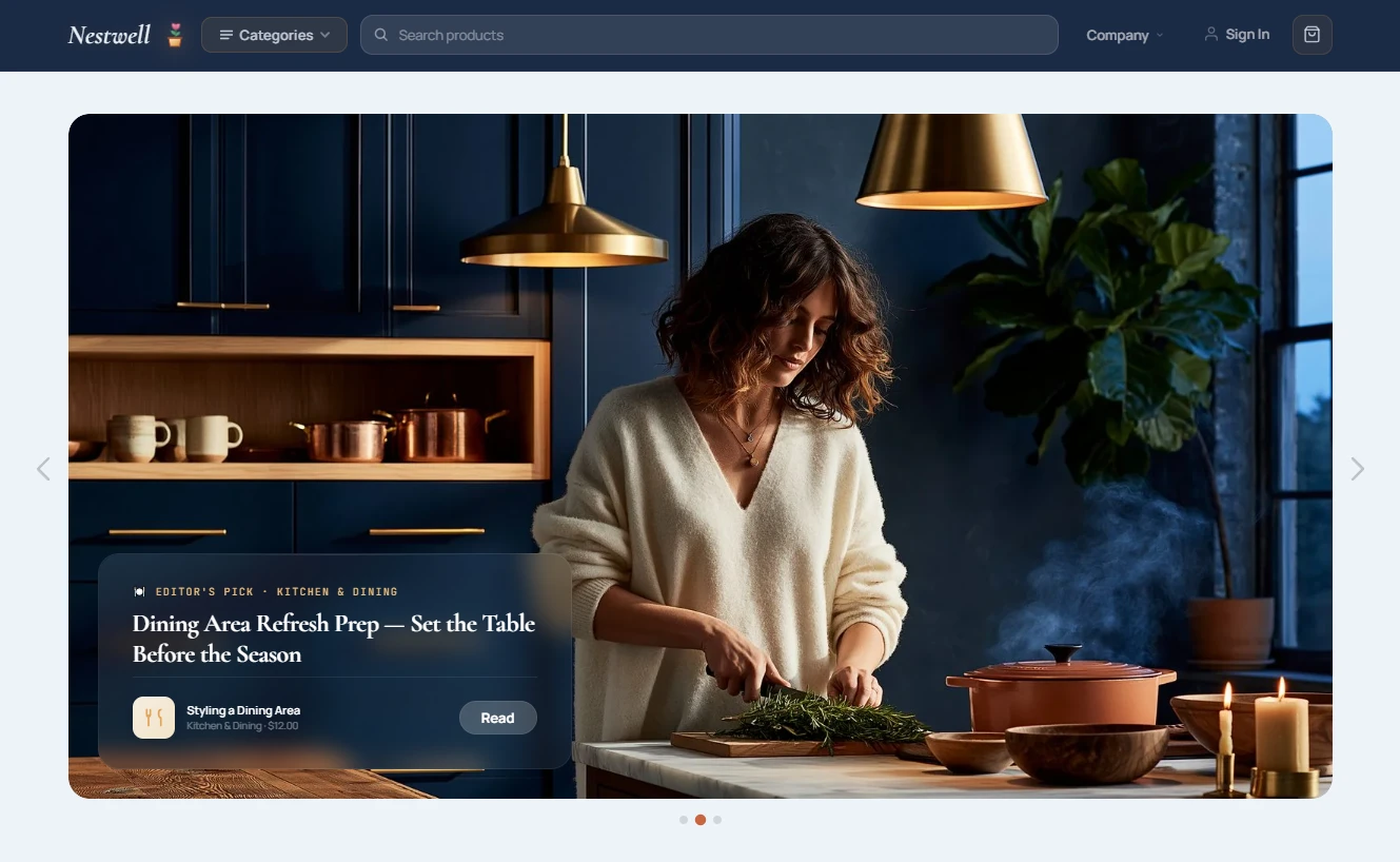 Home design store homepage hero