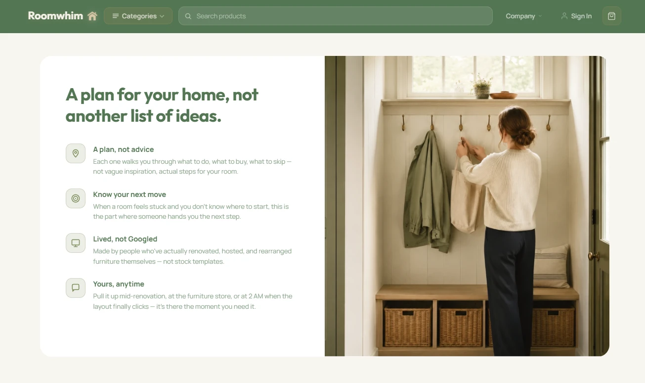 Credibility block — trust pillars for home & living storefront