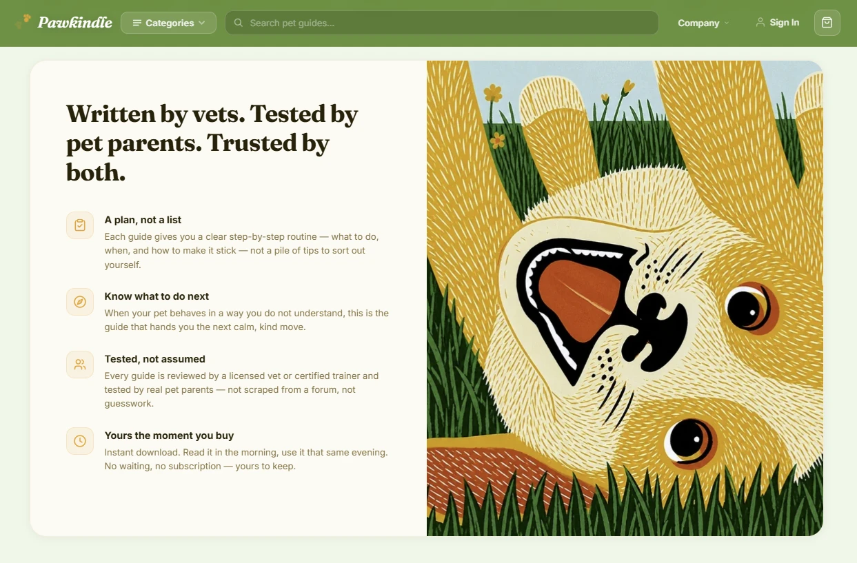 Trust pillars — pets storefront credibility block