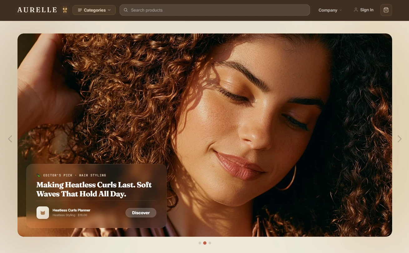 Makeup and beauty store homepage hero