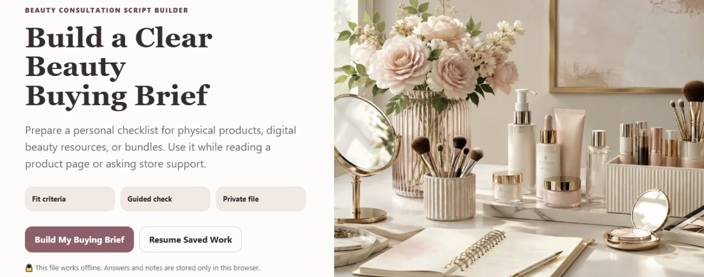 Opening screen of the beauty consultation script builder