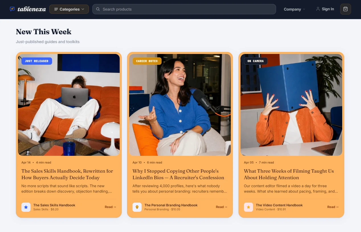 New This Week section of the marketing and sales store design
