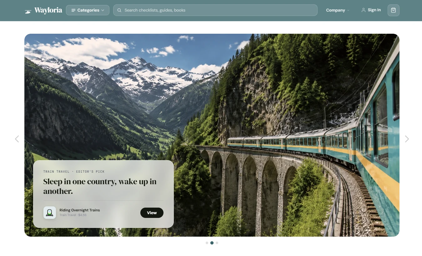 Homepage of the smart travel store design