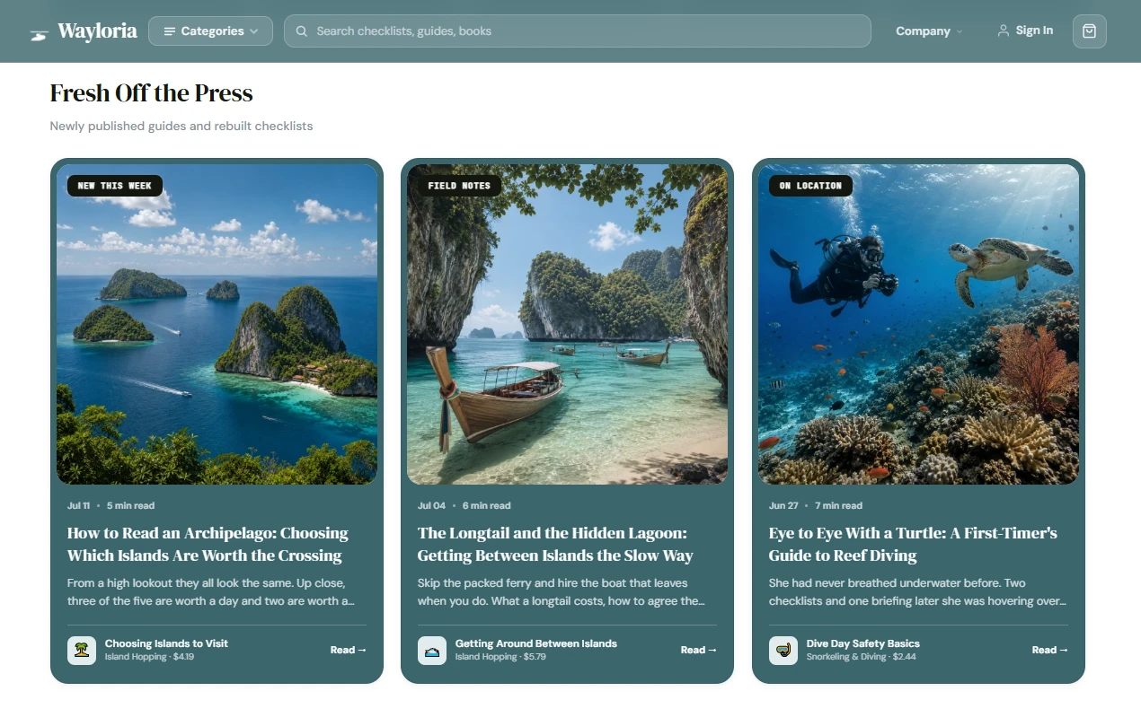 Fresh Off the Press section of the smart travel store design