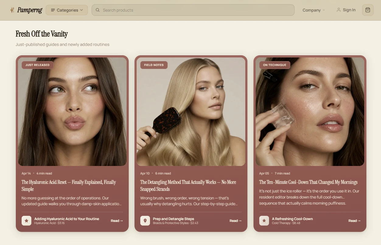 Fresh Off the Vanity section of the glow and beauty rituals store design