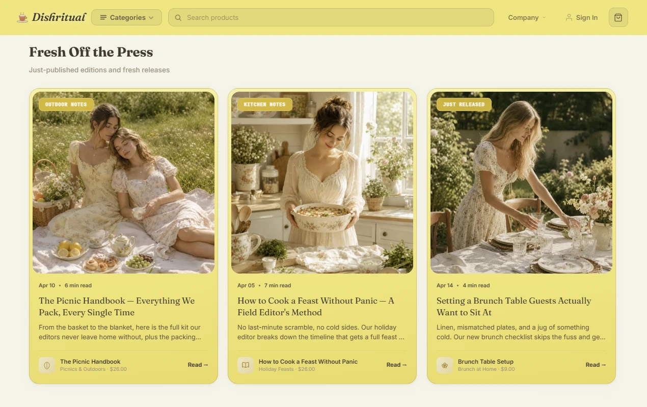 Editorial content section of the cooking and baking store design