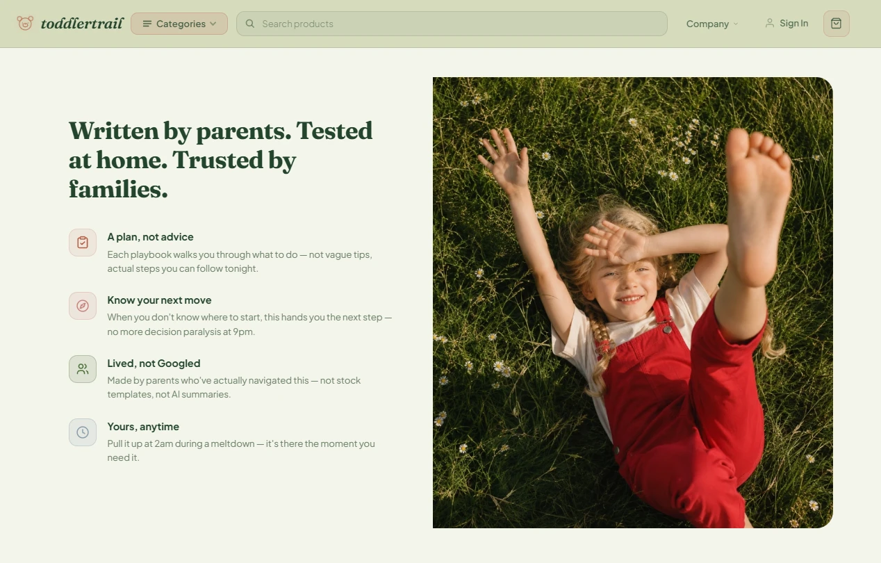 Trust section of the kids development store design