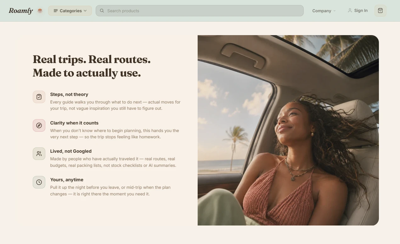 Trust section of the road trip and route planning store design