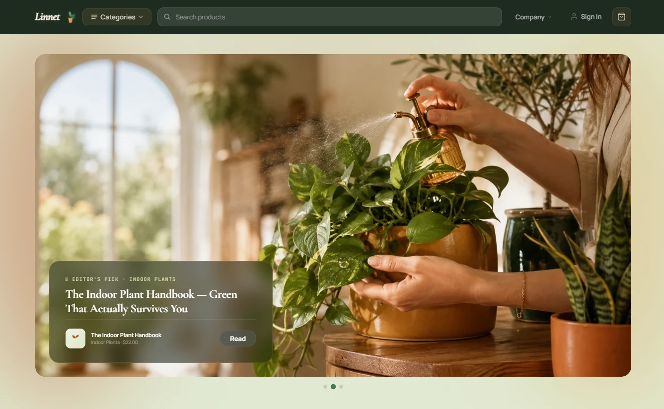 Homepage of the cozy home and family living store design
