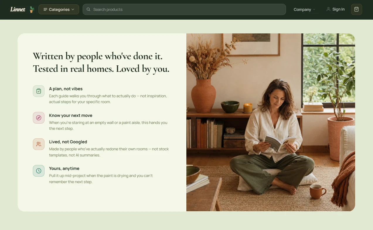Trust section of the cozy home and family living store design