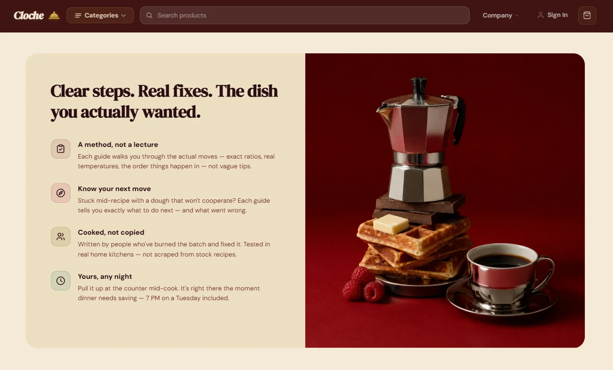 Trust section of the cooking store design