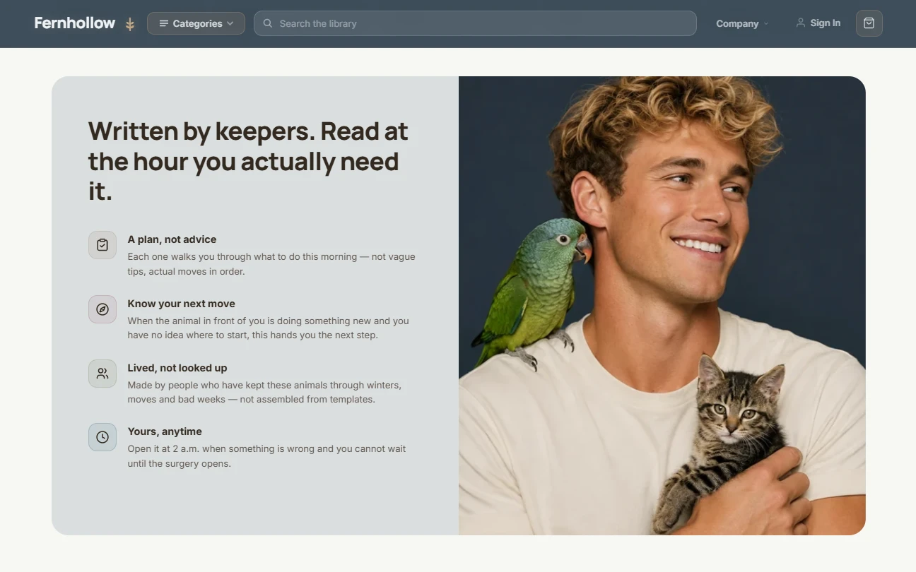 Trust section of the pet health and wellness store design