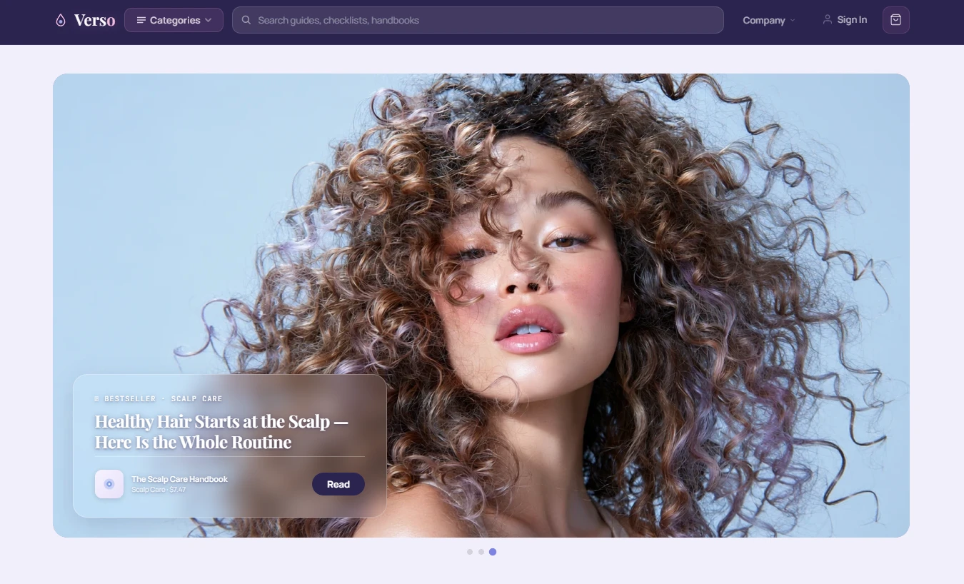 Homepage of the beauty store design